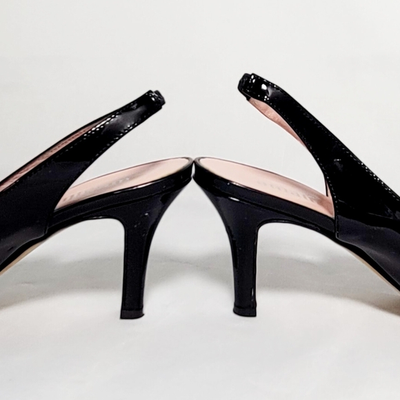 Amalfi Black Patent Leather Women's Slingback Heels EUC - Picture 2 of 7